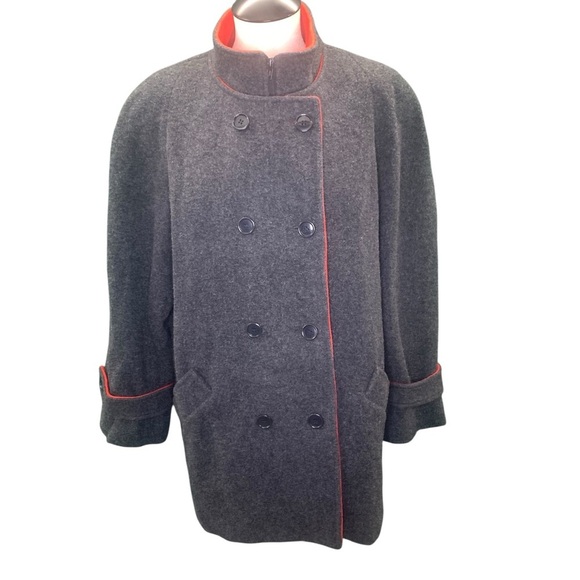 MACKINTOSH Wool Blend Collarless Double-Breasted Coat - Size 12 - Picture 1 of 5